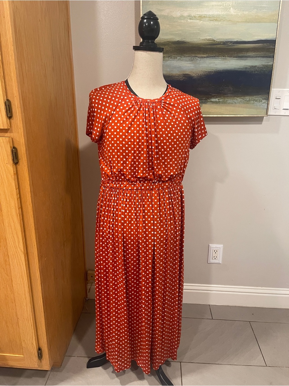STINE GOYA Red Polka Dot Midi Dress